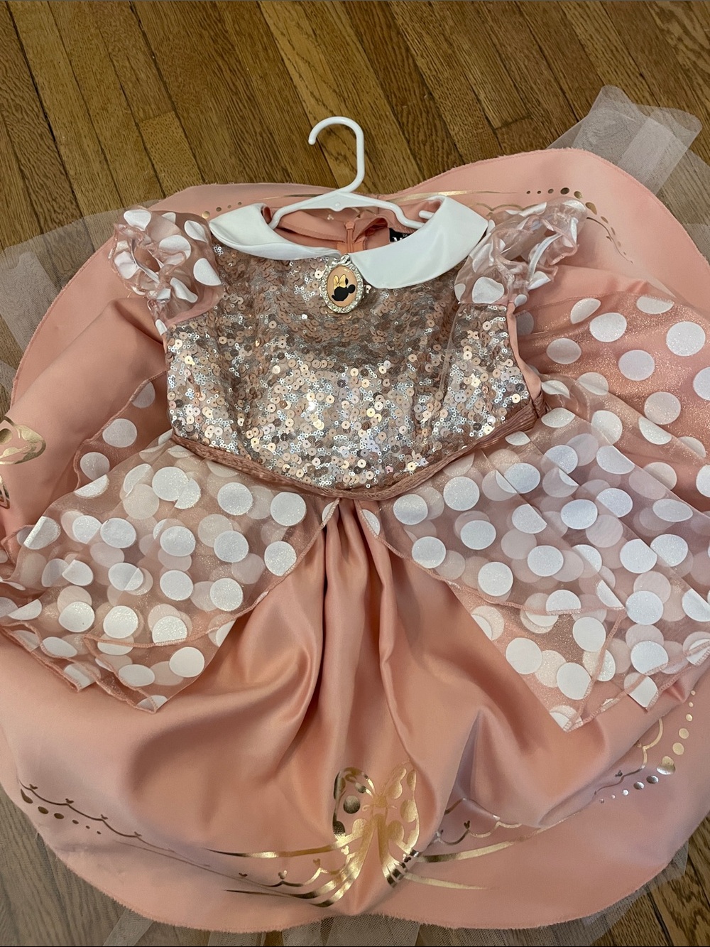 Disney Minnie Mouse Girls Costume Dress Rose Gold Polka Dot 3t 4t